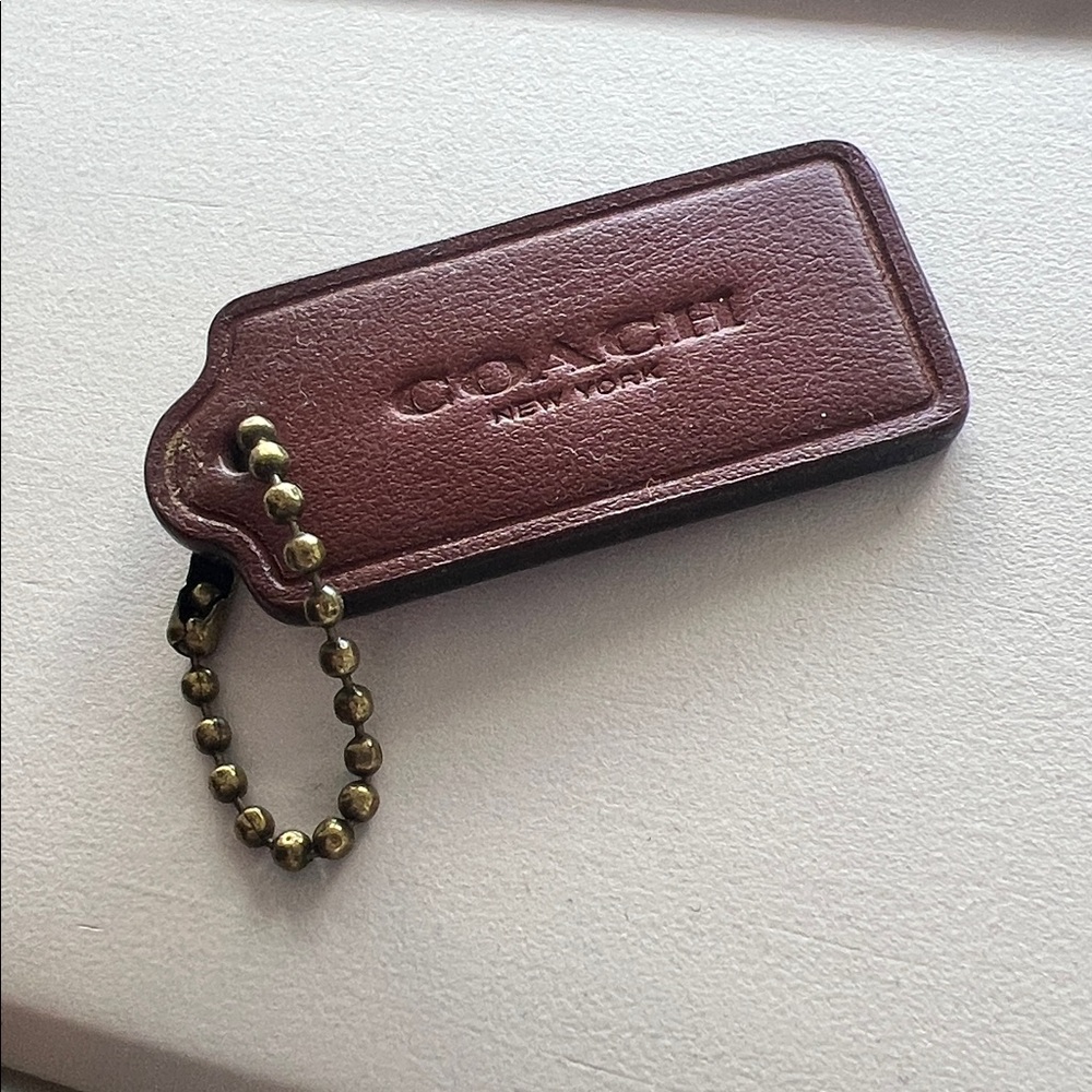 Coach Rich Brown Leather Tag Keychain